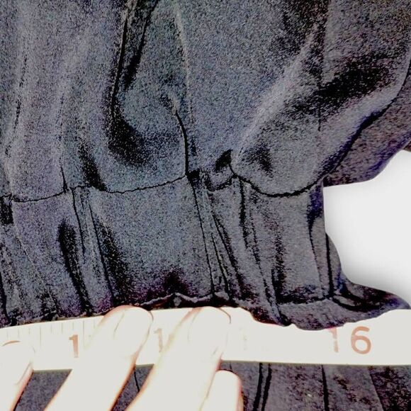 Banana Republic‎ Womens Maxi Sz 16 Black Peach Ribbon Straps Elastic Waist Gown - Picture 15 of 15